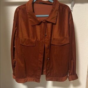 SHEIN Rust Utility Corduroy Jacket